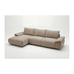 Aarhus chaiselong sofa - Brun stof - Dun indlæg - Mål: 317 x 166 cm.